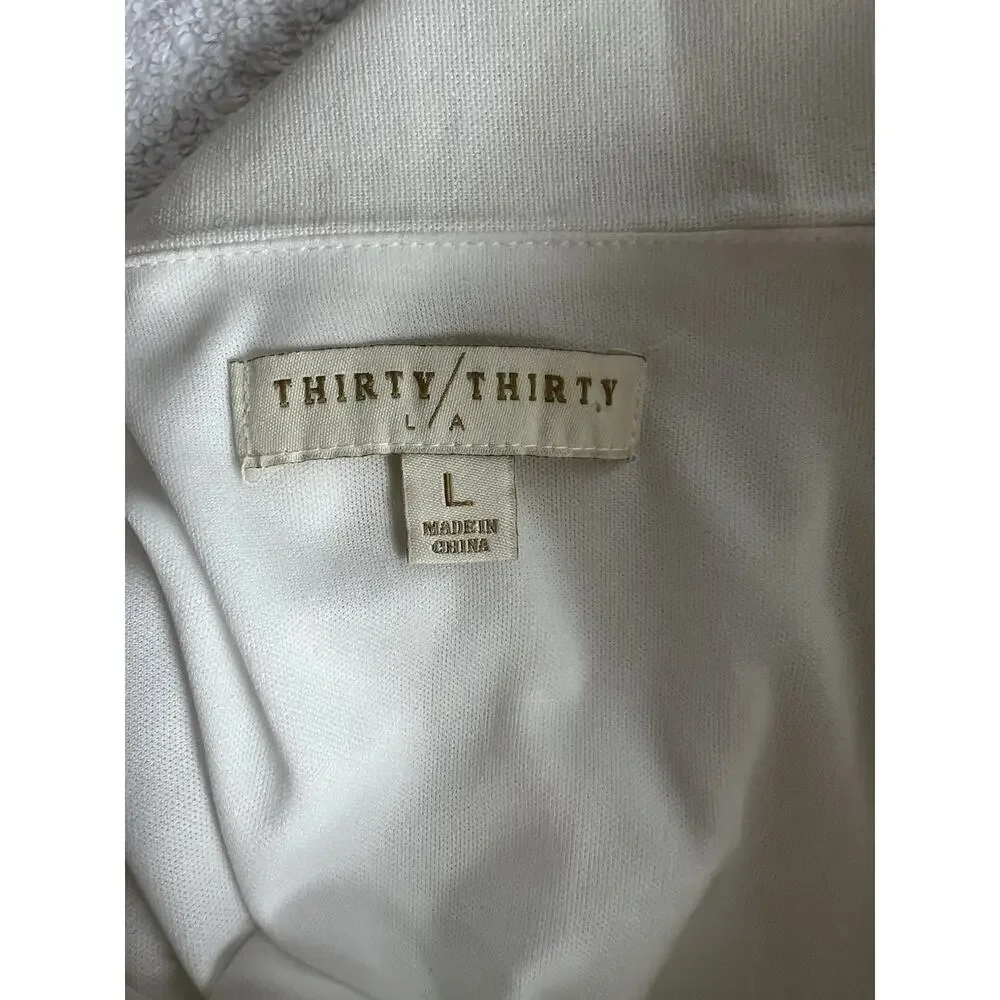 NWT Thirty/Thirty LA White Red Cherry Print Linen Blend 2 Piece skirt Set Size L - Picture 7 of 10